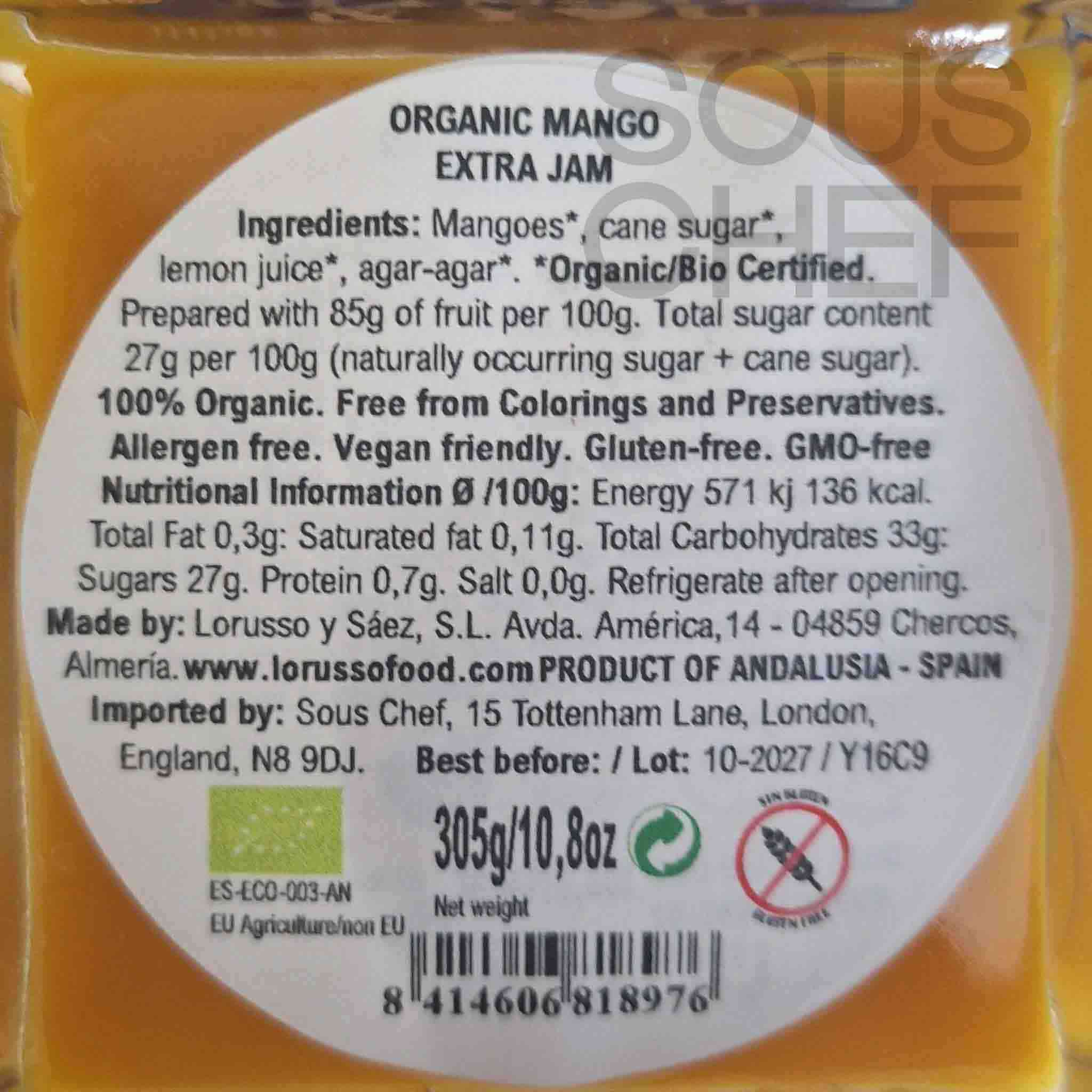 LoRUSSo Organic Artisanal Mango Jam, 305g