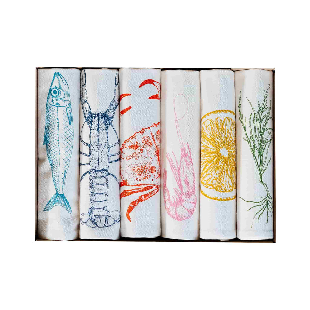 Seafood Design Napkins, Box of 6