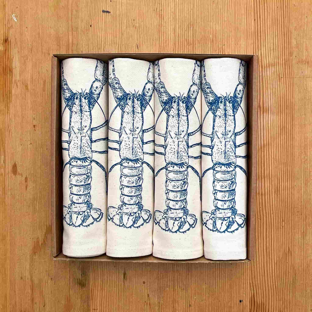 Set fof 4 Blue Lobster Napkins