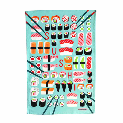 Laura Barnes Sushi Organic Cotton Tea Towel