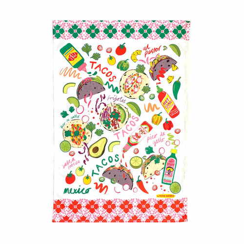 Laura Barnes Tacos Organic Cotton Tea Towel