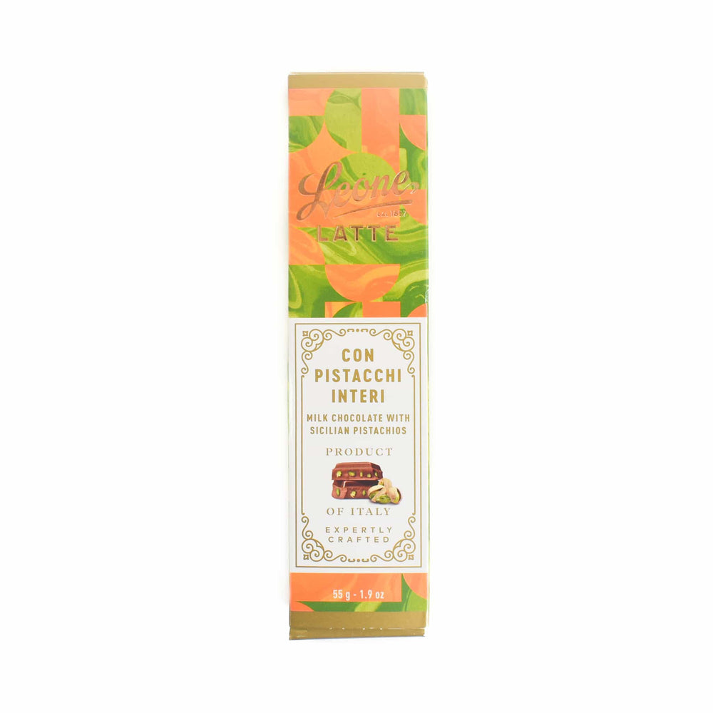 Leone Milk Chocolate Bar with Whole Sicilian Pistachios, 55g