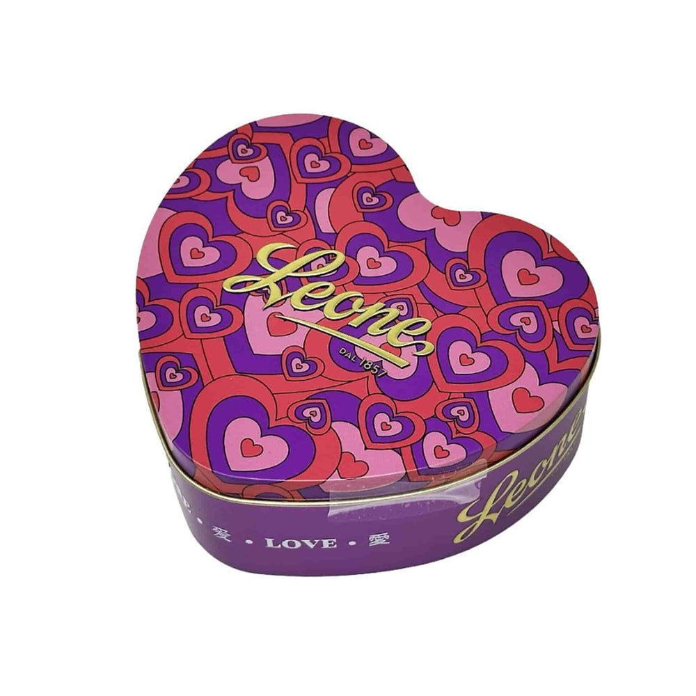 Leone Love Heart Tin with Dark Chocolate Cri Cri, 100g