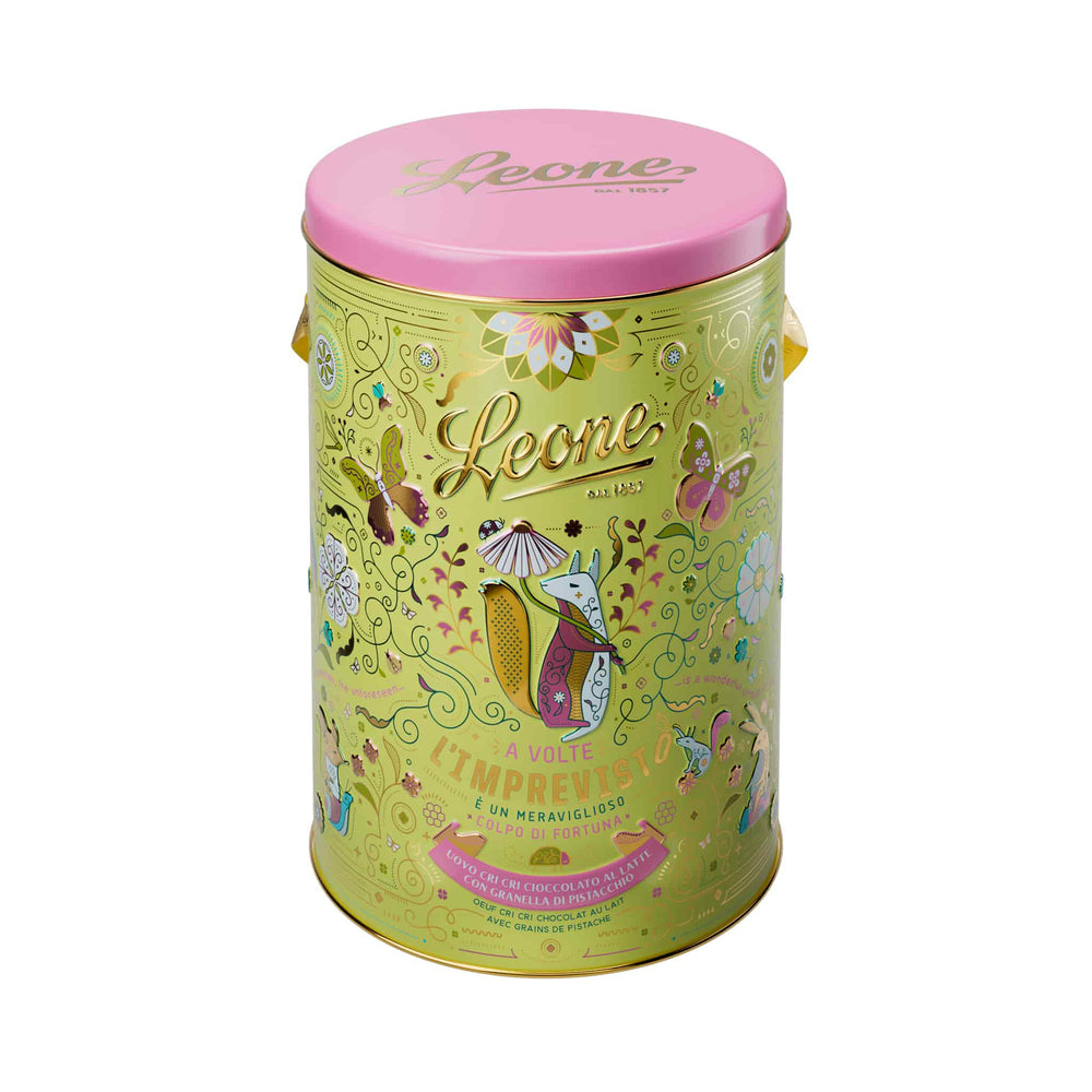 Leone 40% Milk Chocolate Pistachio Cri Cri Easter Egg in Tin, 350g