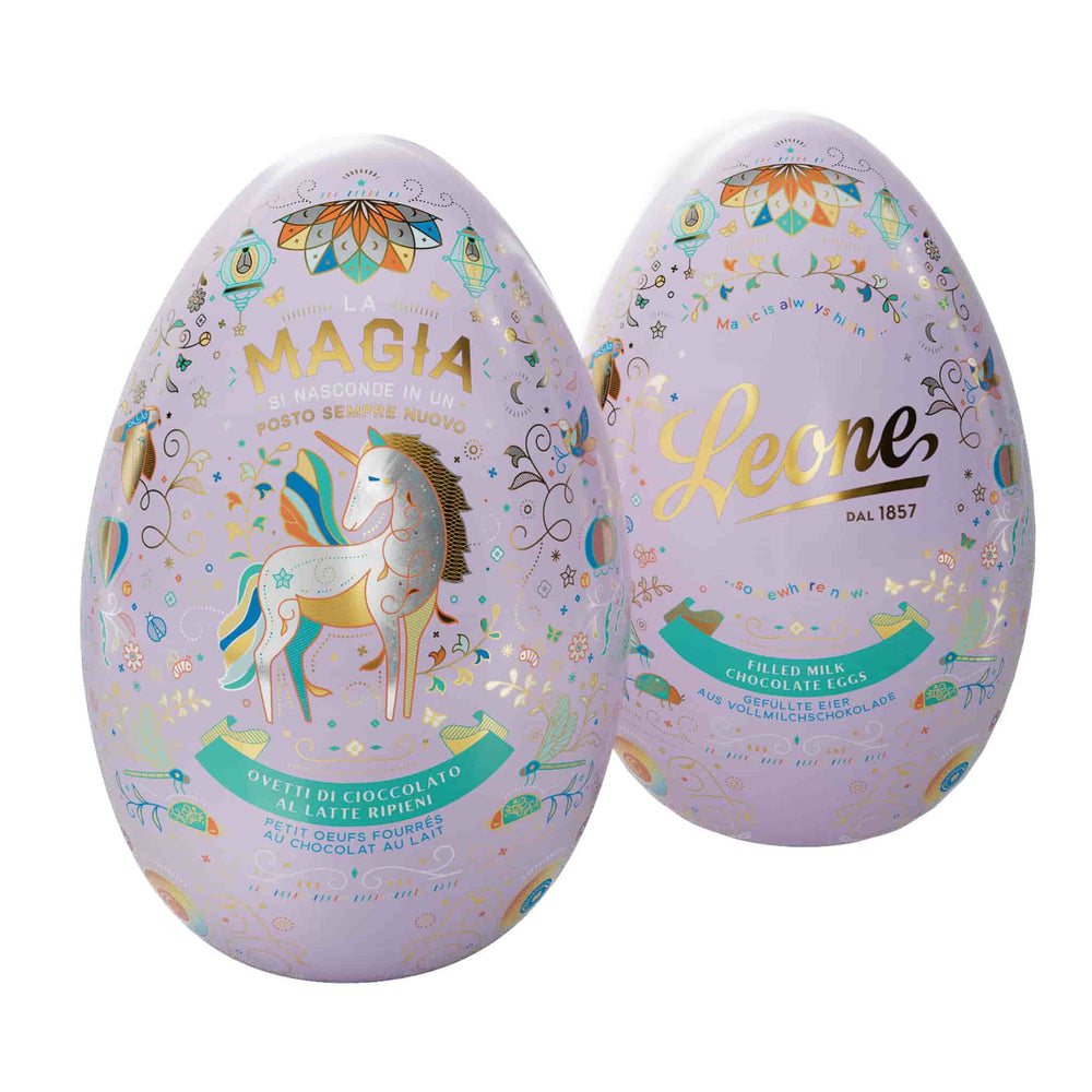 Leone Metal Easter Egg with Milk Chocolate Eggs, 150g