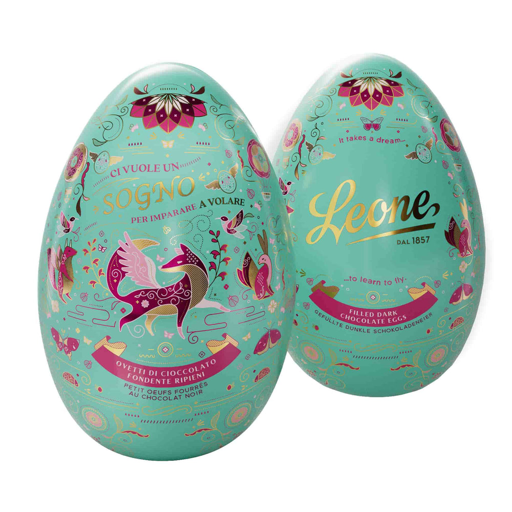 Leone Metal Easter Egg with Dark Chocolate Eggs, 150g