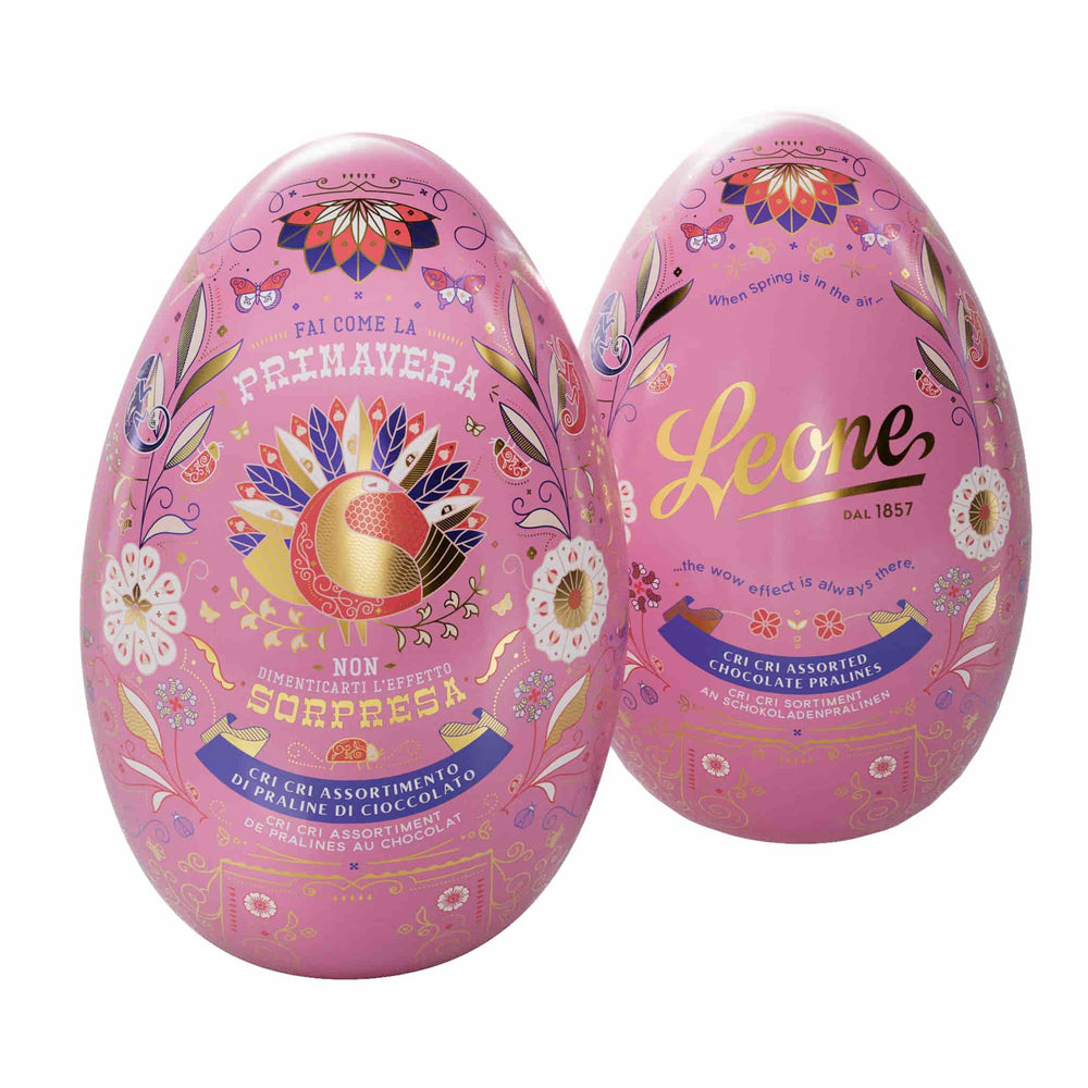 Leone Metal Easter Egg with Milk & Dark Chocolate Cri Cri, 150g