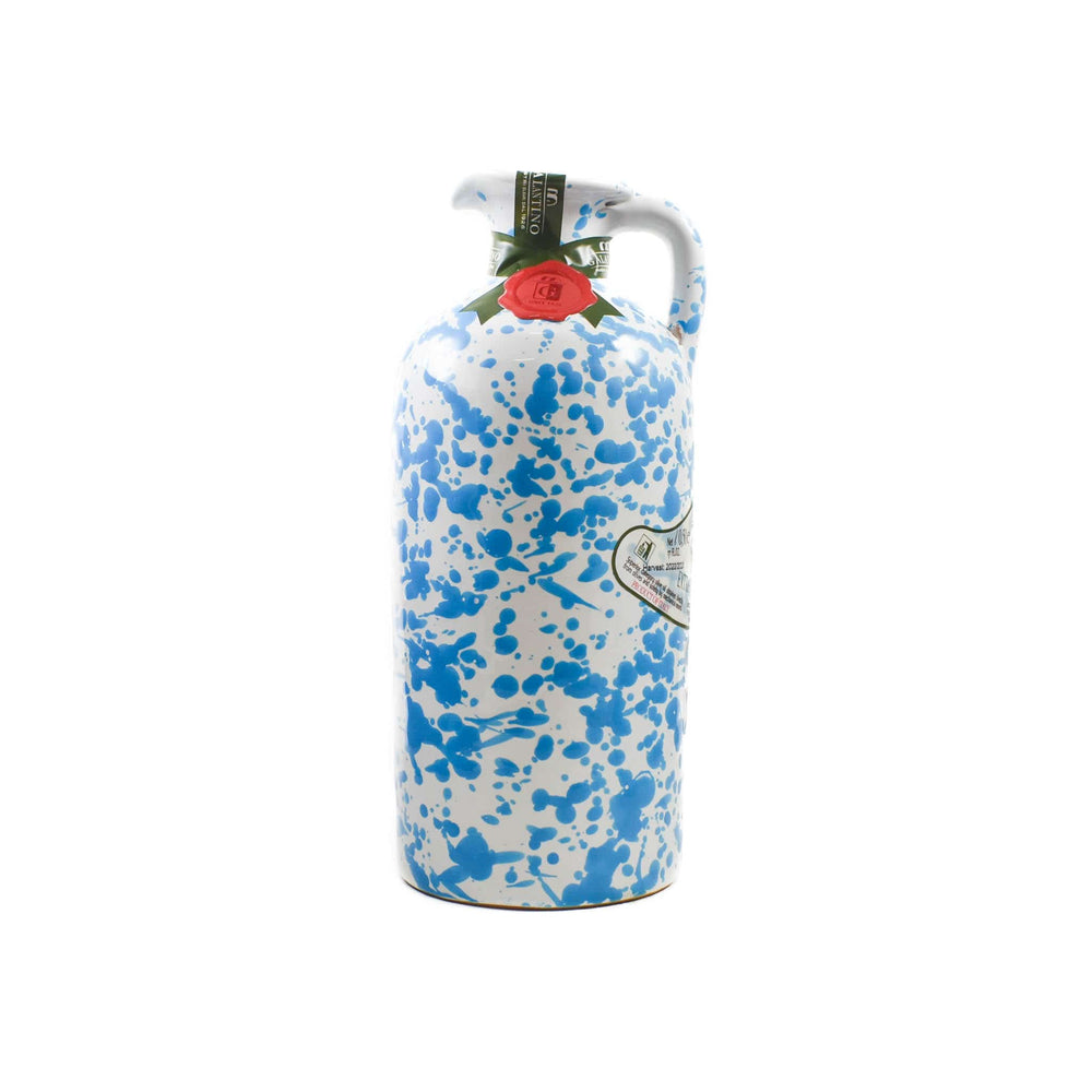 Puglian Extra Virgin Olive Oil in Light Blue Splatter Ceramic Bottle, 500ml