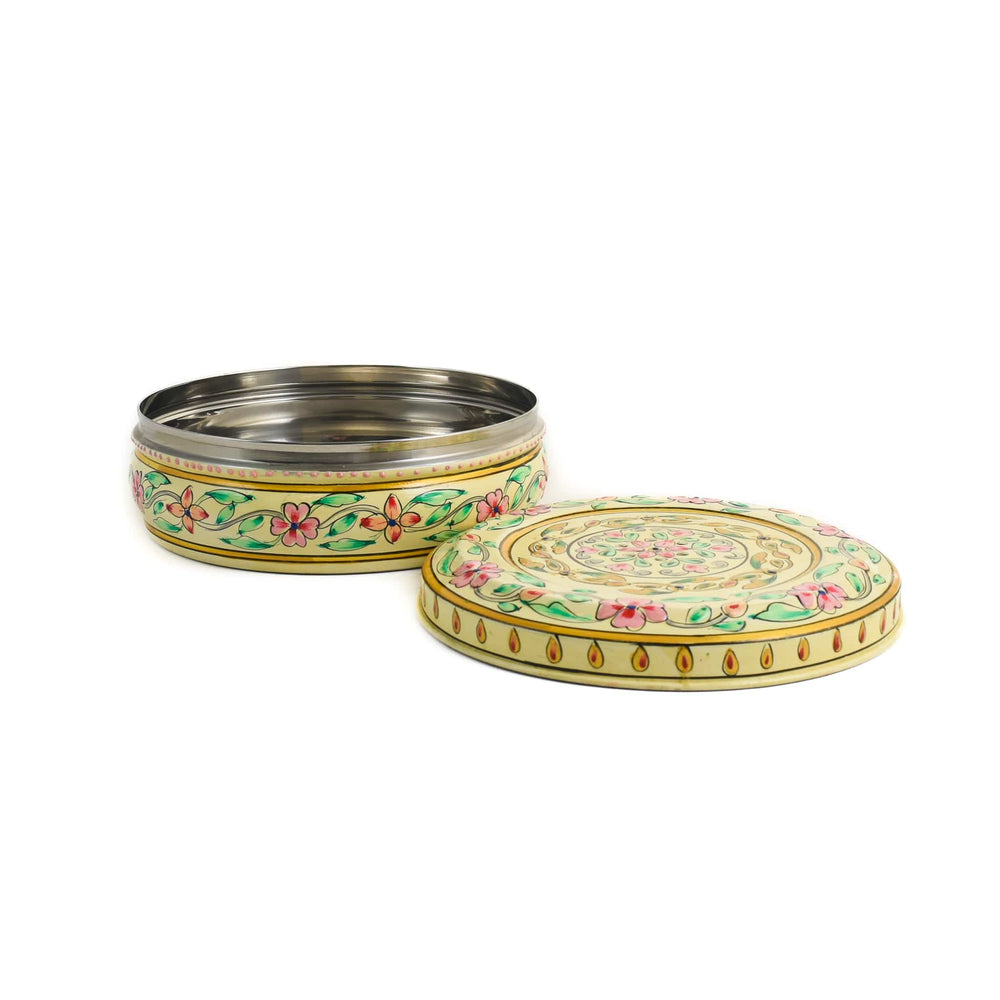 Hand Painted Single Tier White Tiffin Tin, 300ml