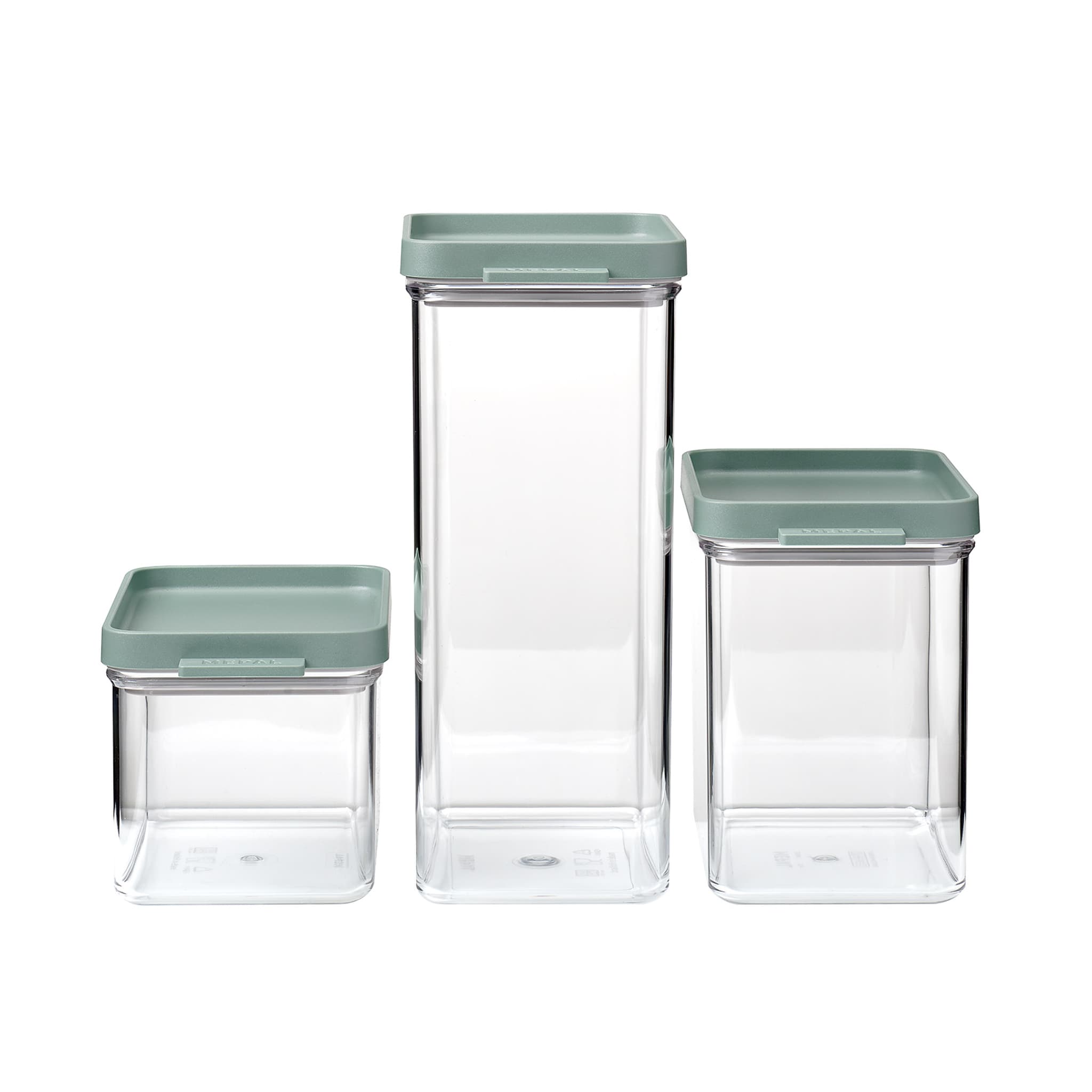 Mepal Omnia 3 Piece Set Food Storage Box, Nordic Sage