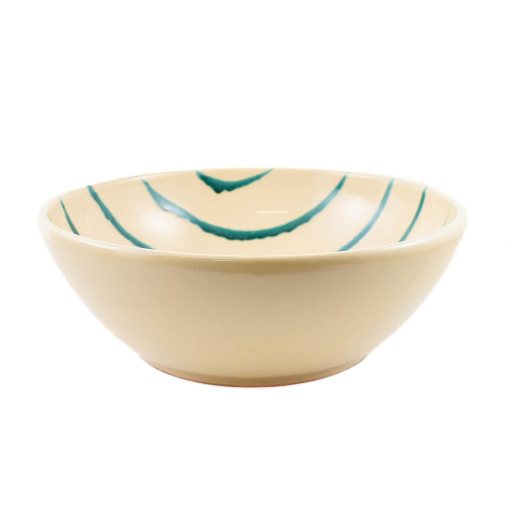 Puglia Teal Stripe Large Salad Bowl, 34cm