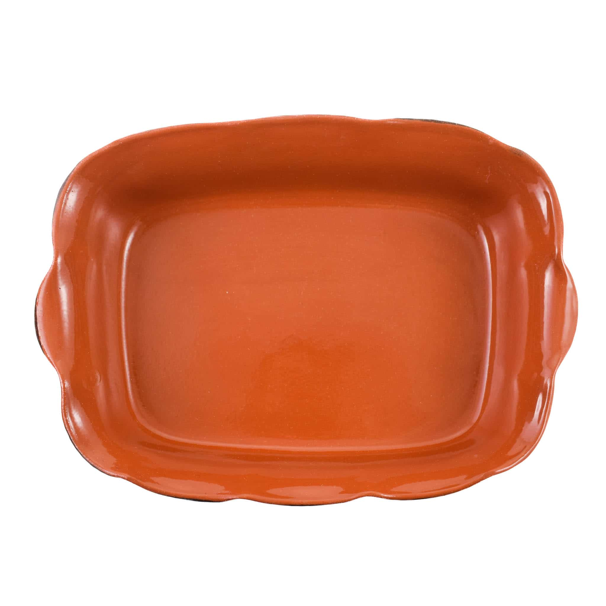 Glazed Terracotta Wavy Roasting Dish, 35cm