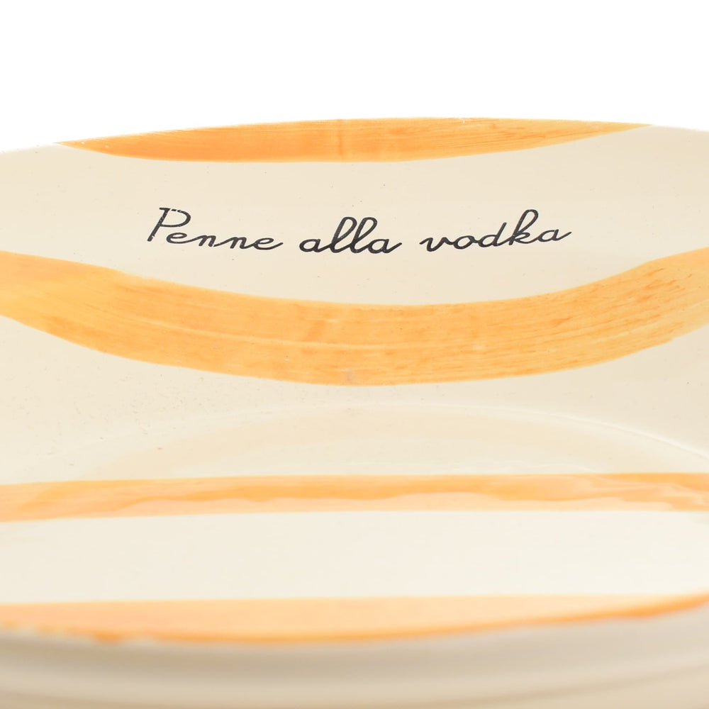 Puglia "Penne Alla Vodka" Yellow Stripe Pasta Bowl, 29cm