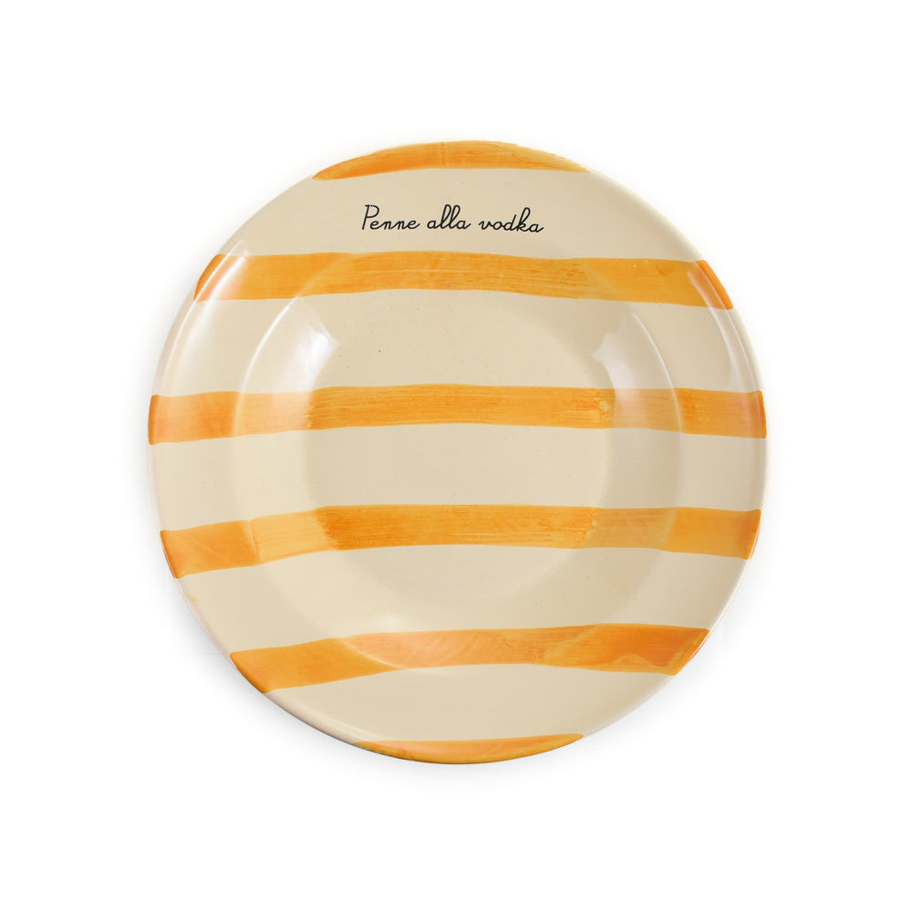 Puglia "Penne Alla Vodka" Yellow Stripe Pasta Bowl, 29cm