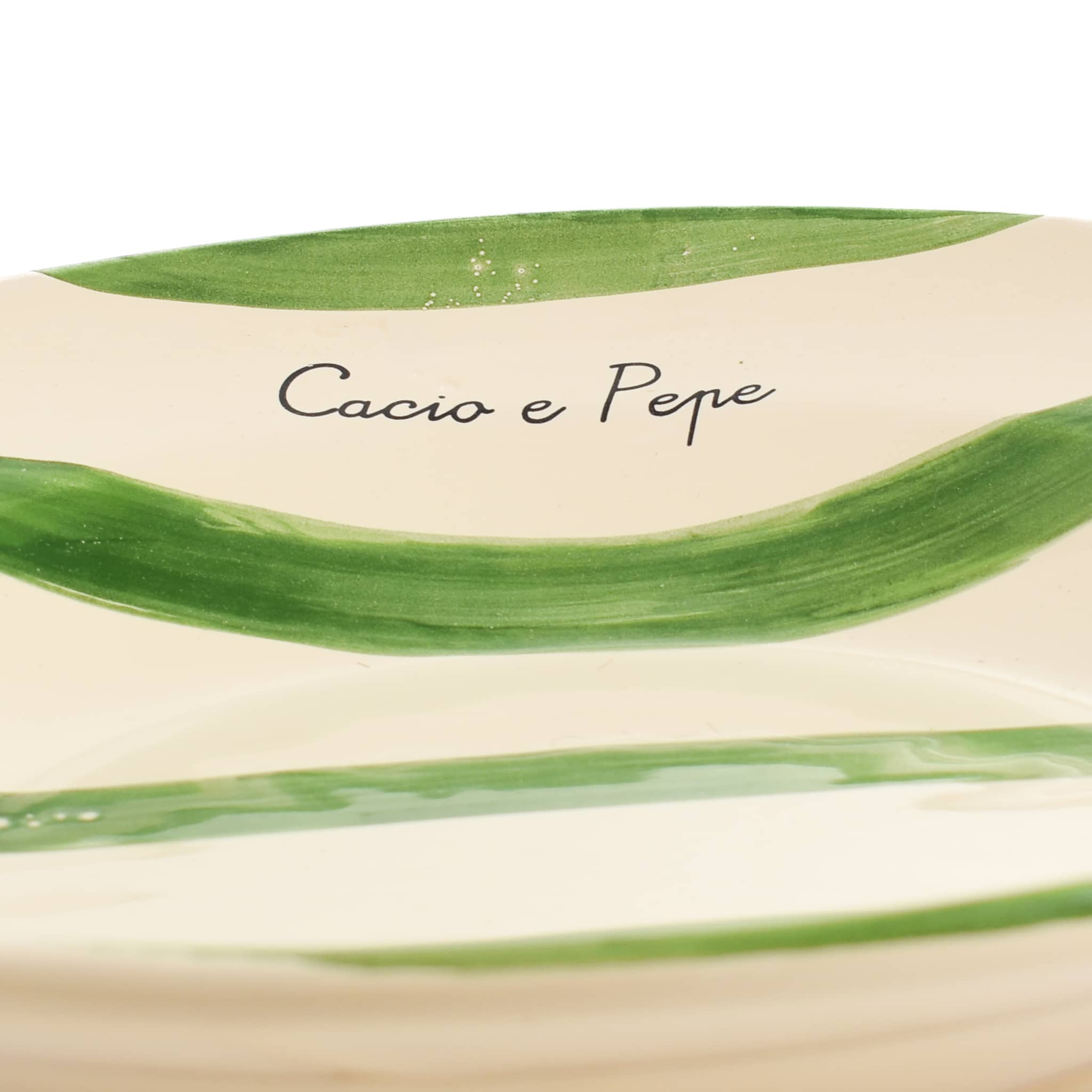 Puglia "Cacio E Pepe" Green Stripe Pasta Bowl, 29cm