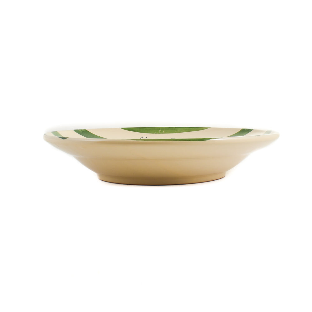 Puglia "Cacio E Pepe" Green Stripe Pasta Bowl, 29cm