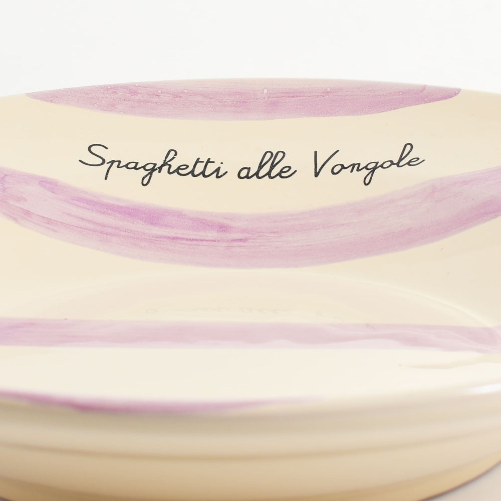 Puglia "Spaghetti Alle Vongole" Lilac Stripe Pasta Bowl, 29cm