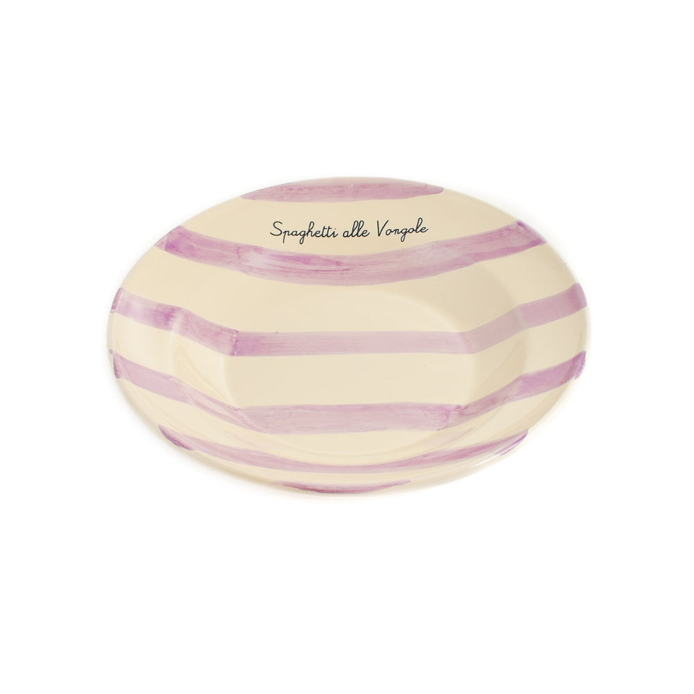 Puglia "Spaghetti Alle Vongole" Lilac Stripe Pasta Bowl, 29cm