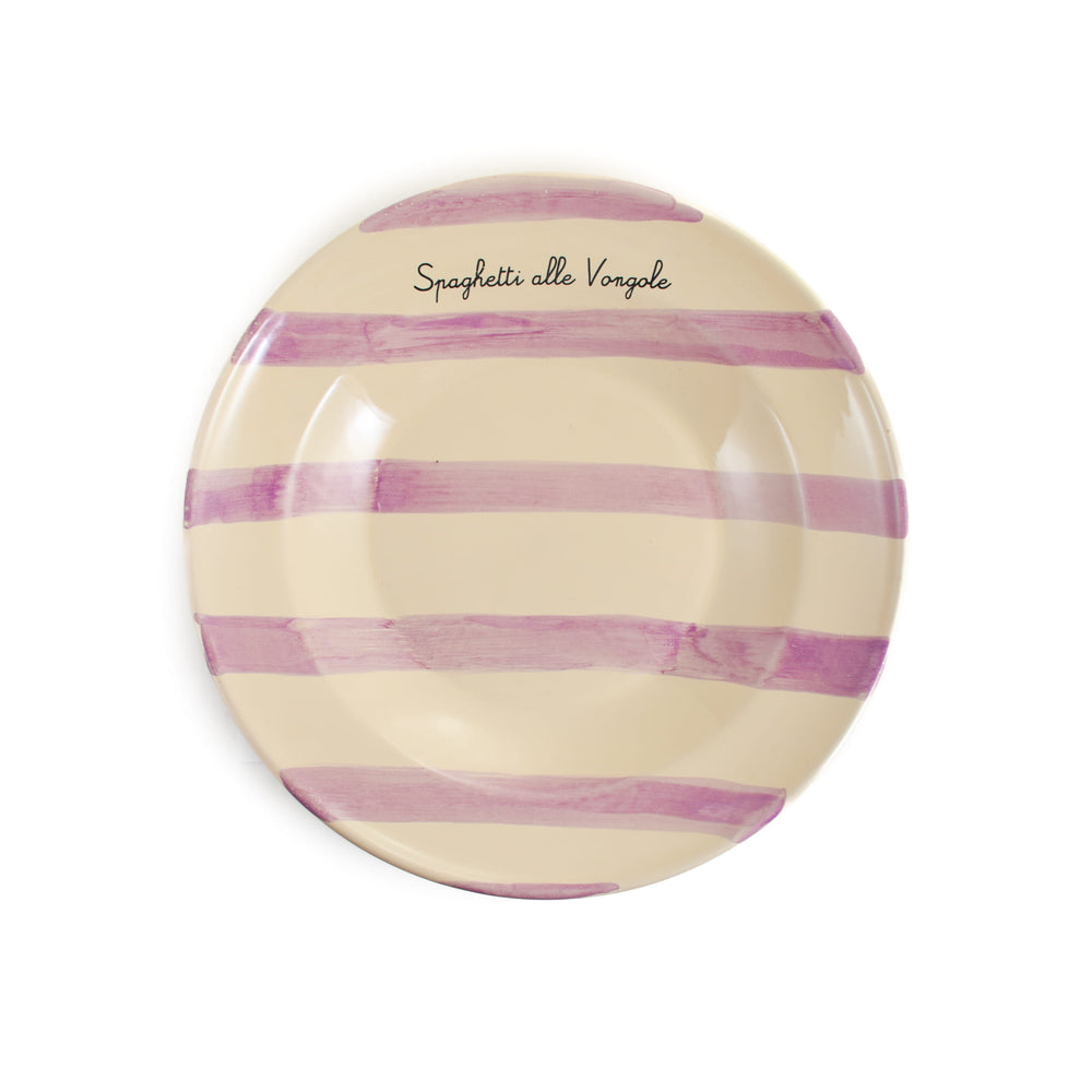 Puglia "Spaghetti Alle Vongole" Lilac Stripe Pasta Bowl, 29cm