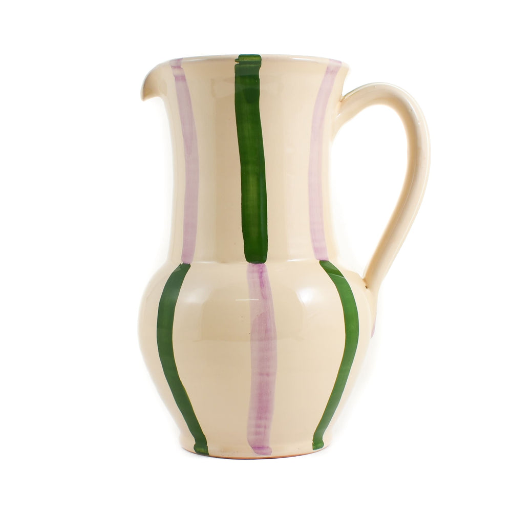 Puglia Green and Lilac Stripe Pitcher