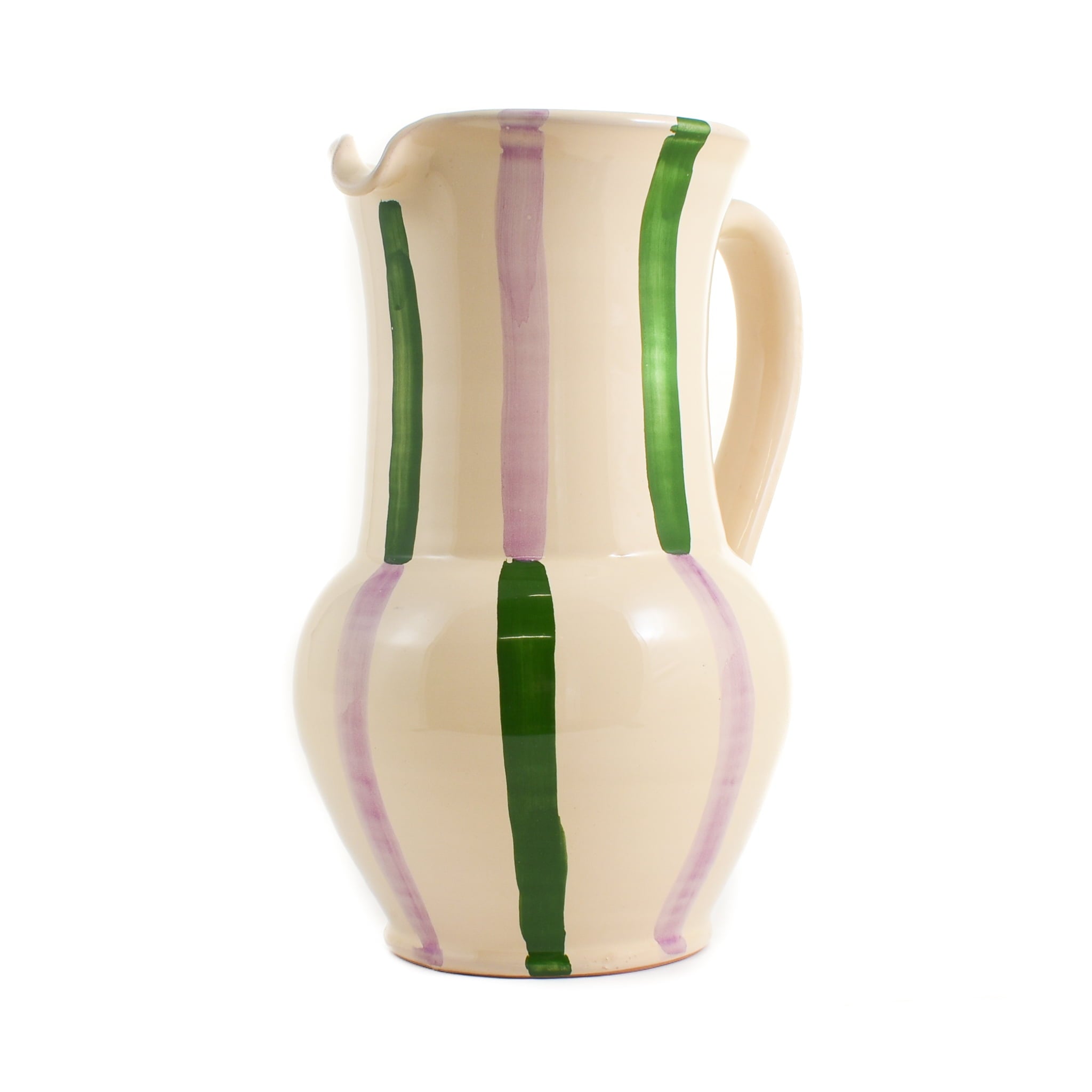 Puglia Green and Lilac Stripe Pitcher