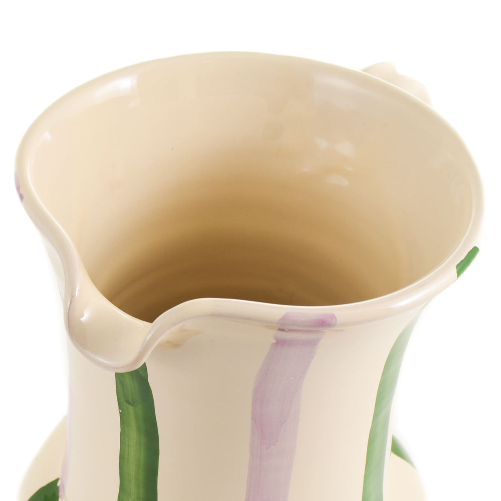 Puglia Green and Lilac Stripe Pitcher