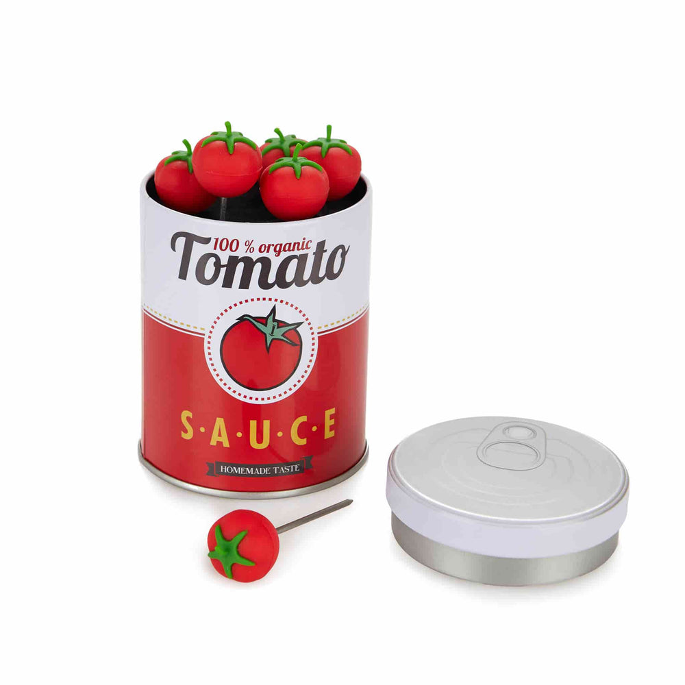 Set of 6 Tomato Cocktail Sticks in a Tin