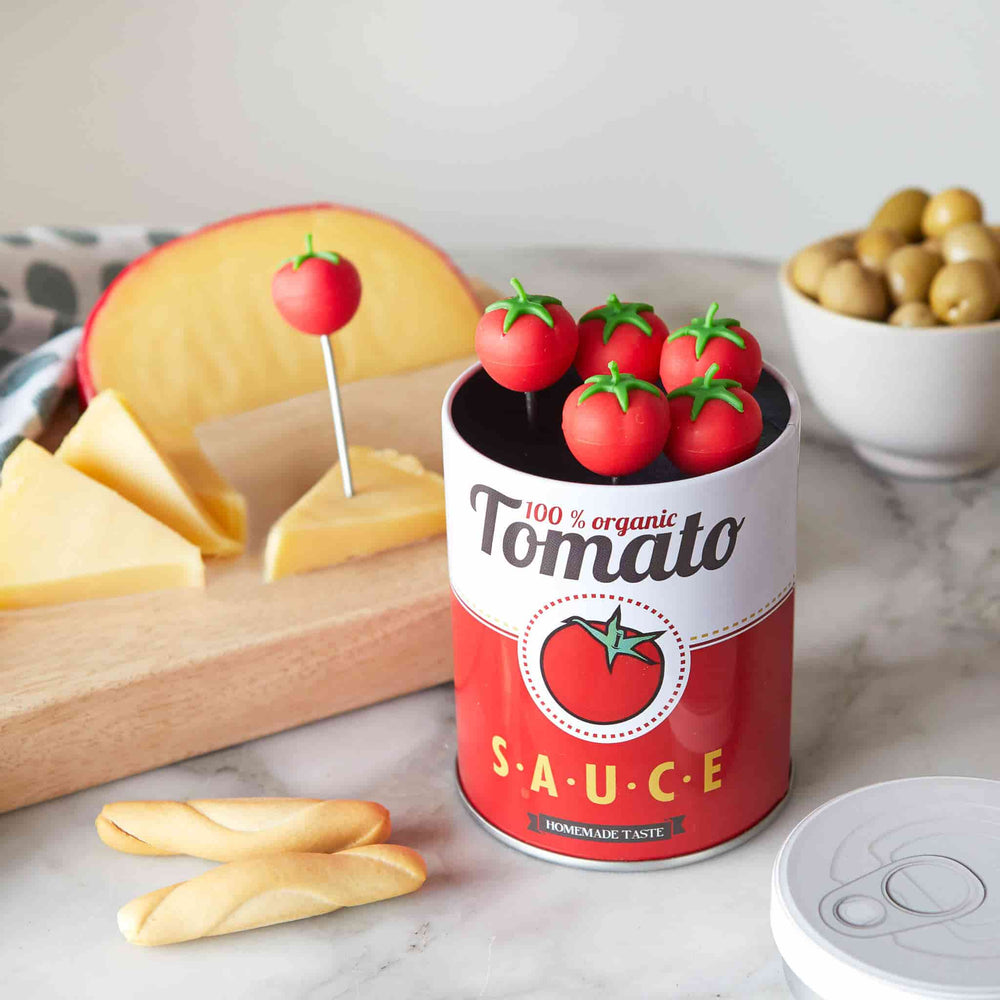 Set of 6 Tomato Cocktail Sticks in a Tin