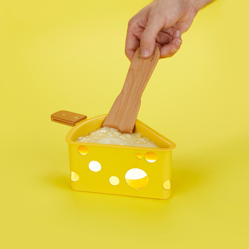 Yellow Cheese Wedge Raclette Set usage