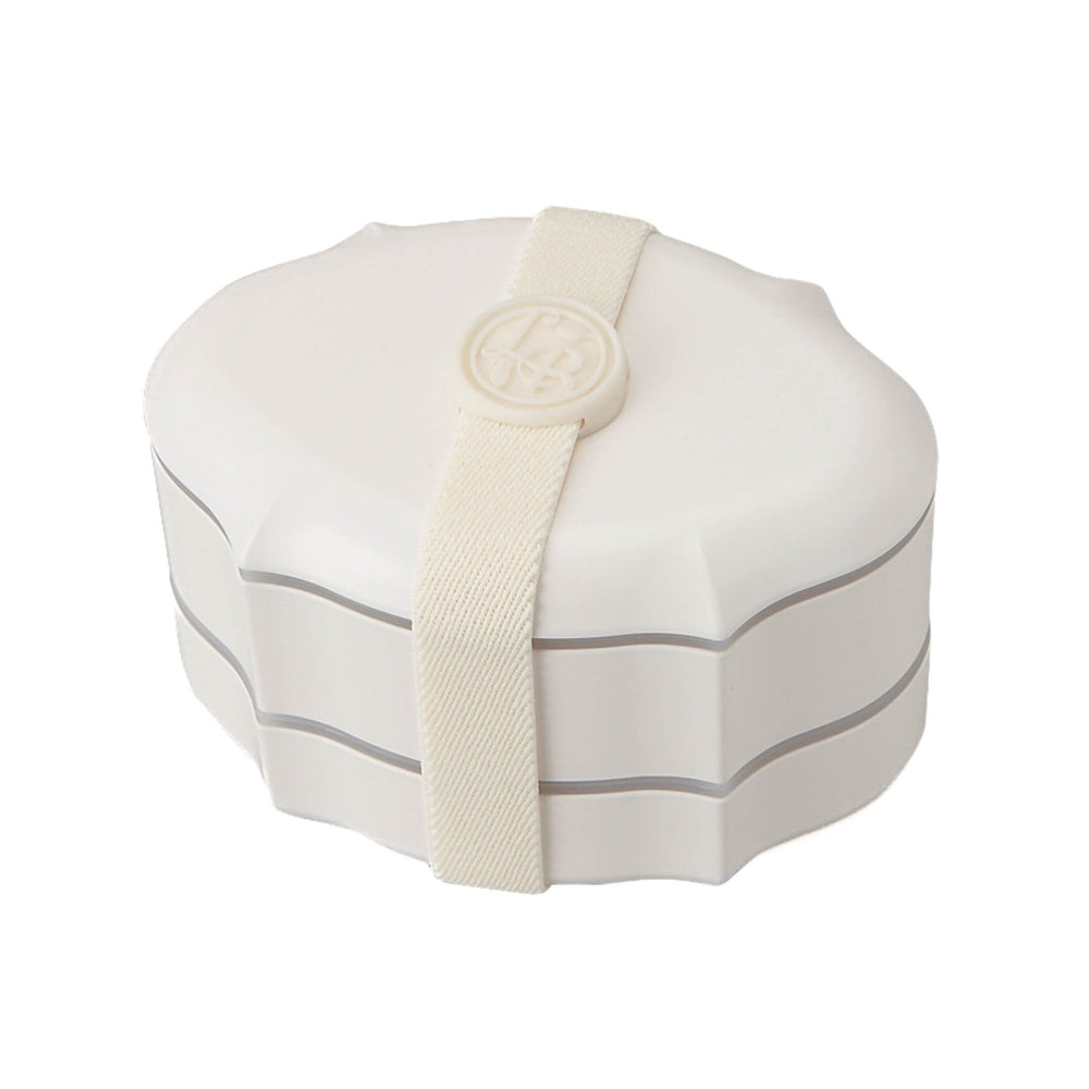 Takenaka White Two Compartment Oval Bento Box