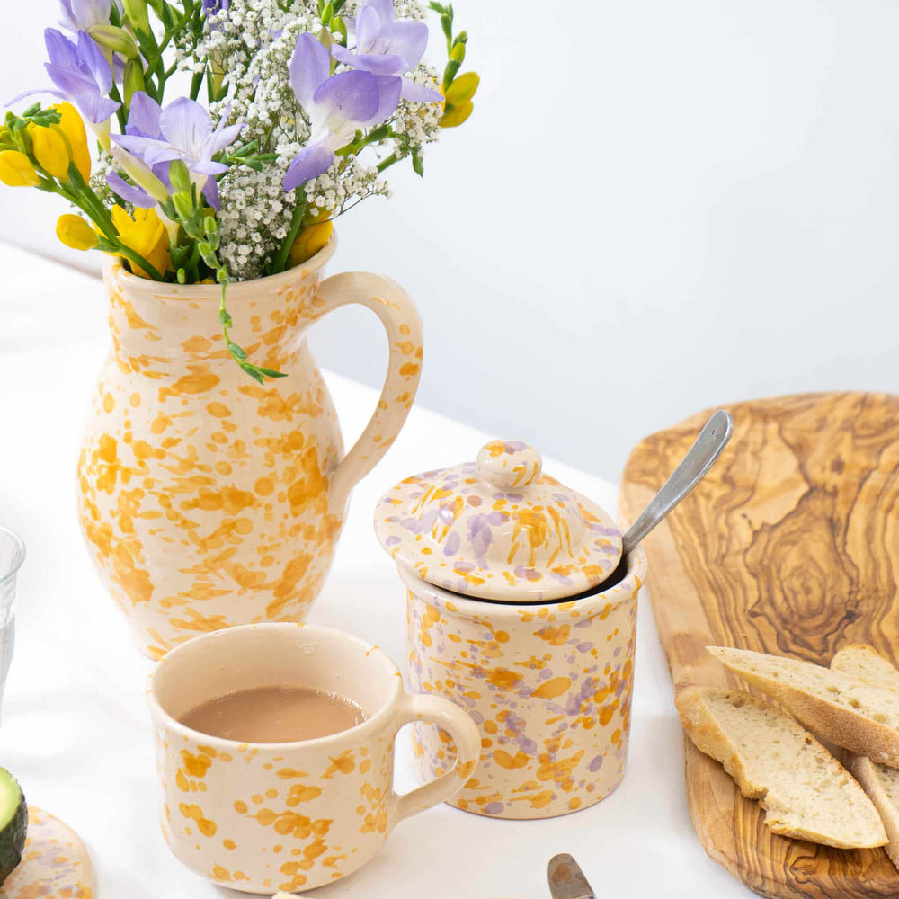 Puglia Dark Yellow Splatter Pitcher