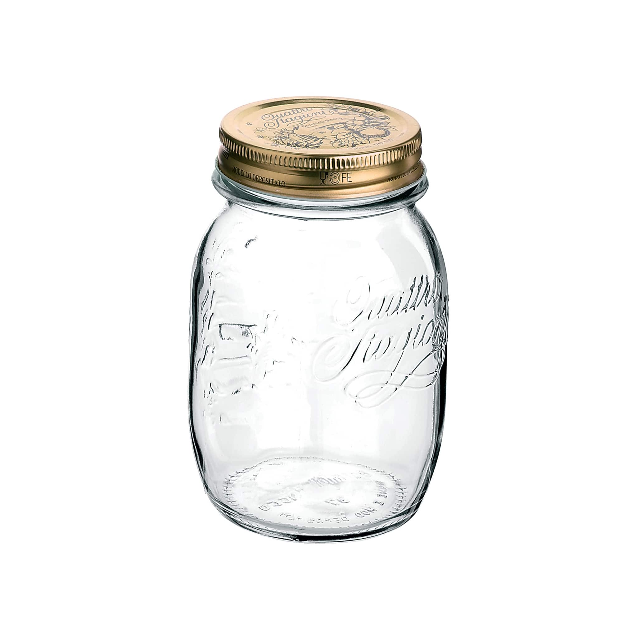 Set of 12 Quattro Staggioni Wide Mouth Screw Top Glass Preserving Jars, 700ml