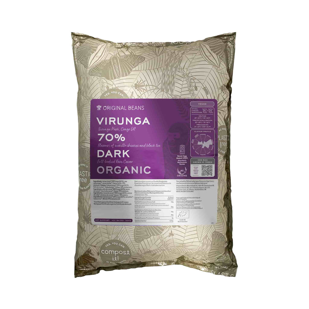 Original Beans 70% Cru Virunga Congo Dark Couverture Chocolate, 2kg