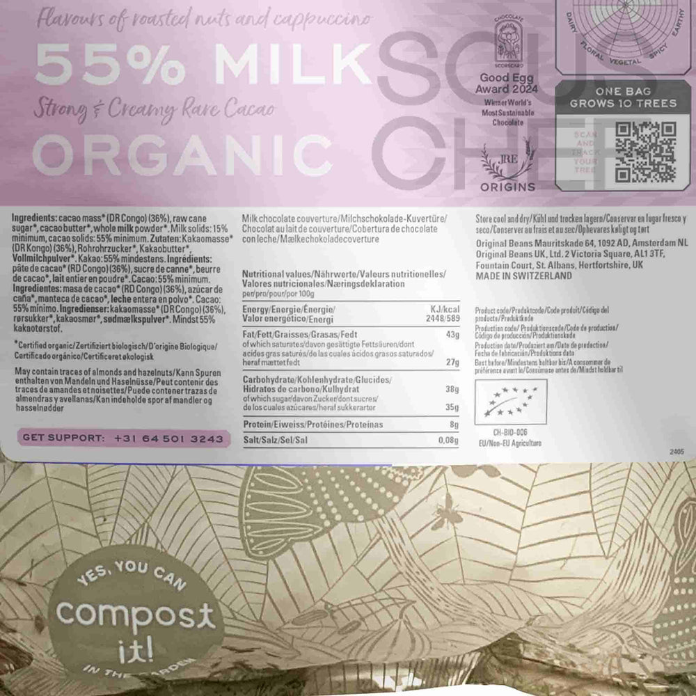 Original Benas 55% Femmes de Virunga Dark Milk Couverture Chocolate, 2kg