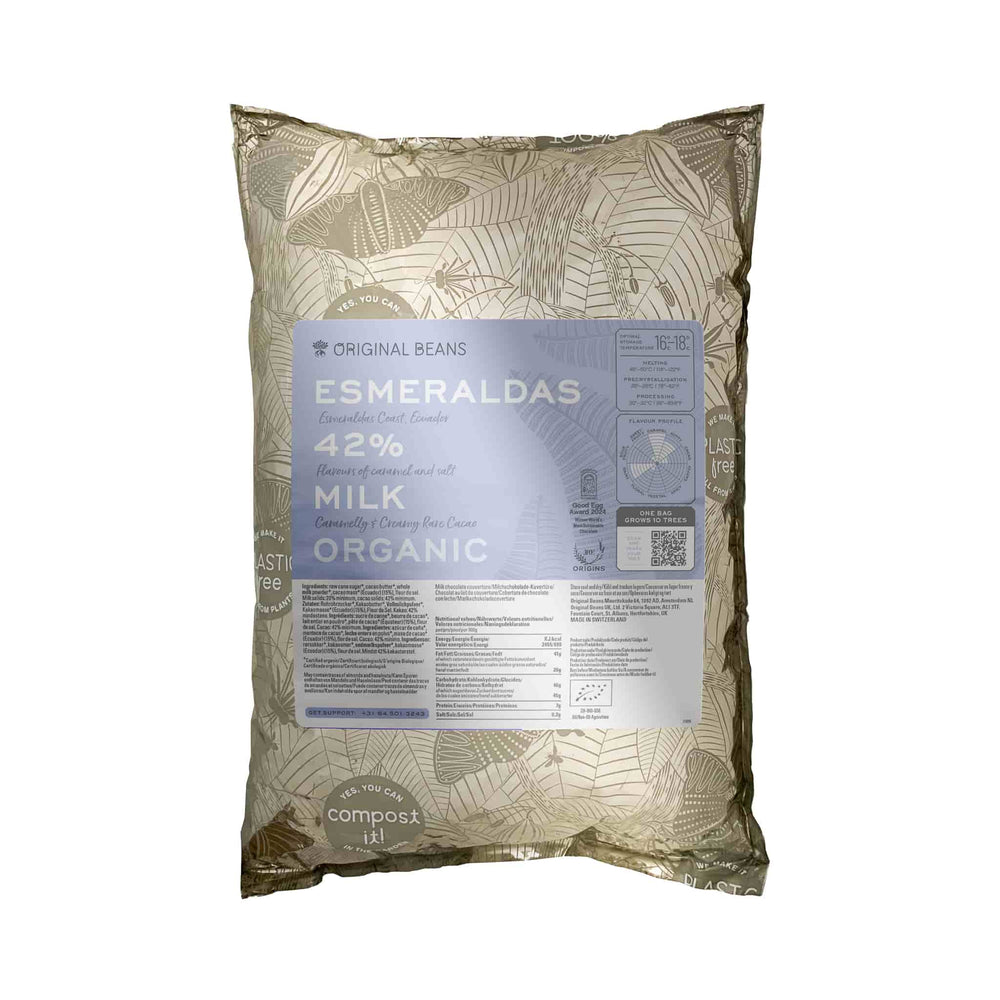 Original Beans 42% Esmeraldas Milk Couverture Chocolate, 2kg