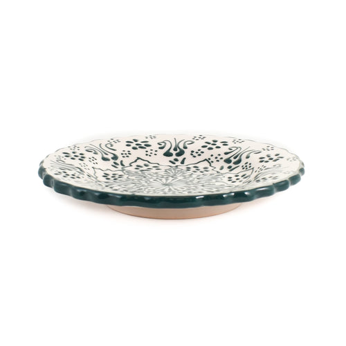 Turkish Green Patterned Wavy Side Plate, 19cm