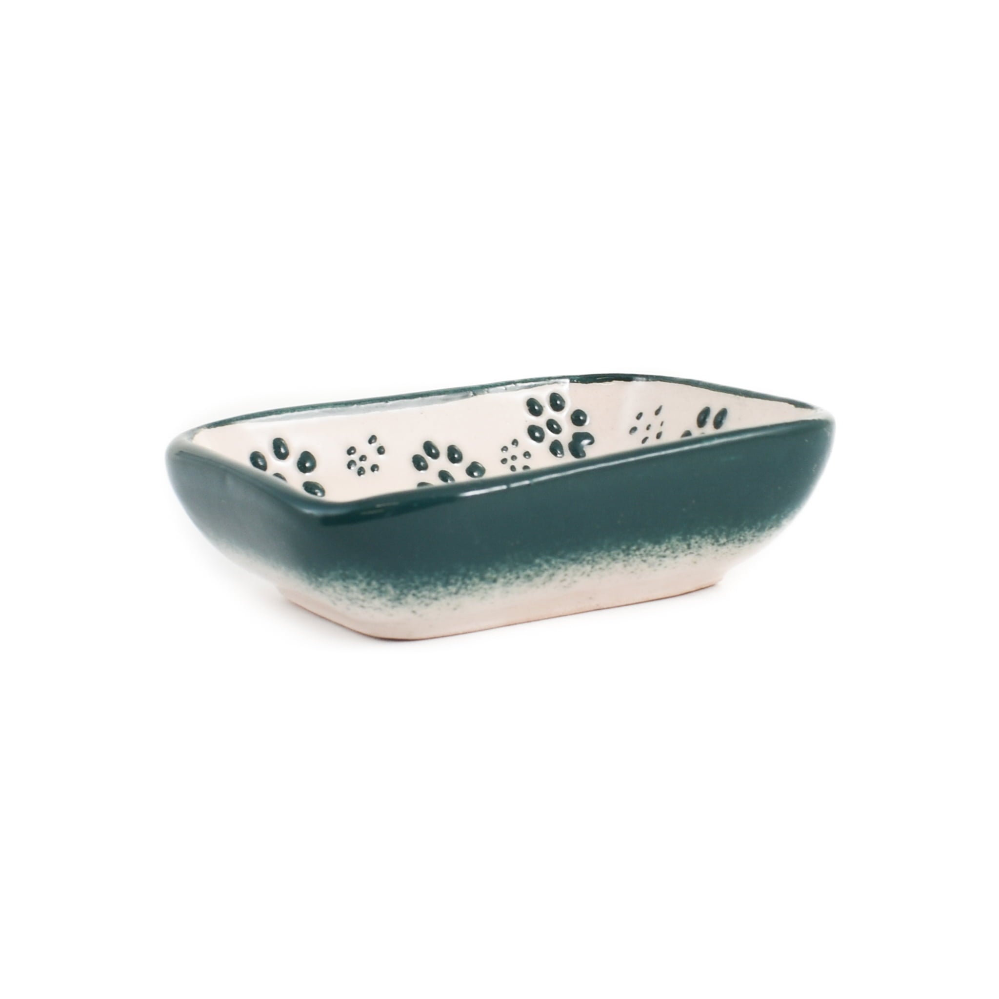 Turkish Green Patterned Rectangular Sauce Dish, 10.5x8cm