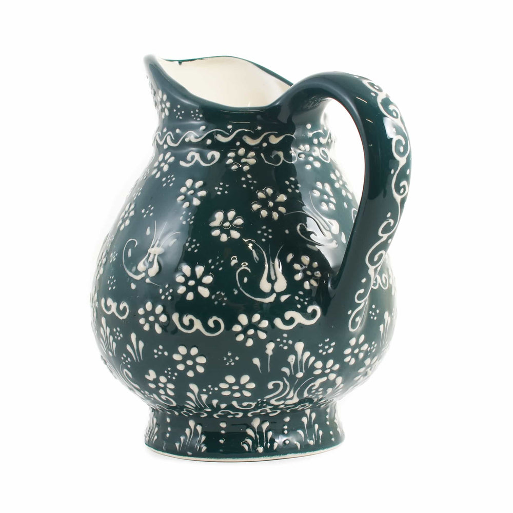 Turkish White Patterned Round Jug, 2 Litre