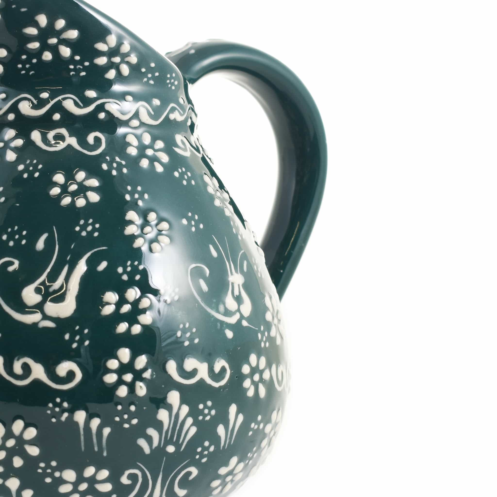 Turkish White Patterned Round Jug, 2 Litre