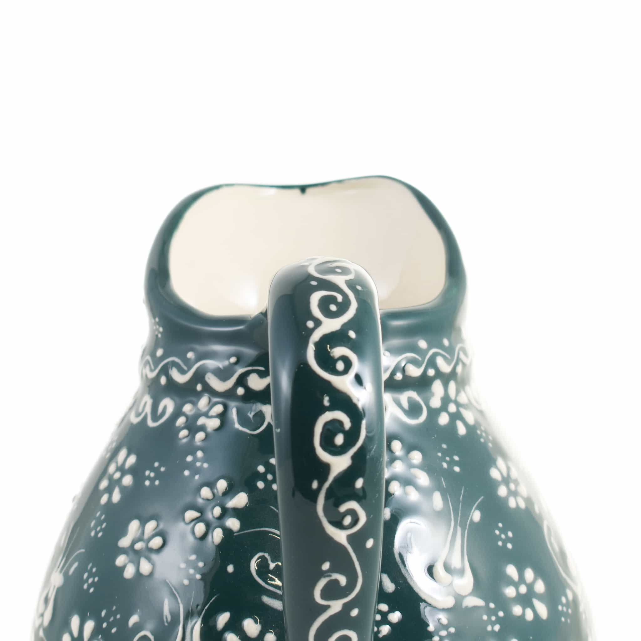 Turkish White Patterned Round Jug, 2 Litre