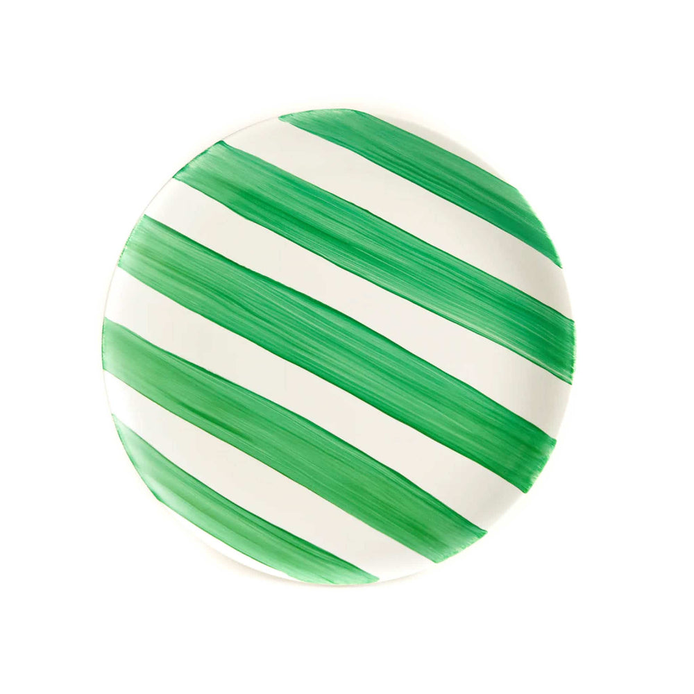 The Platera Green Stripe Porcelain Dinner Plate, 27.5cm