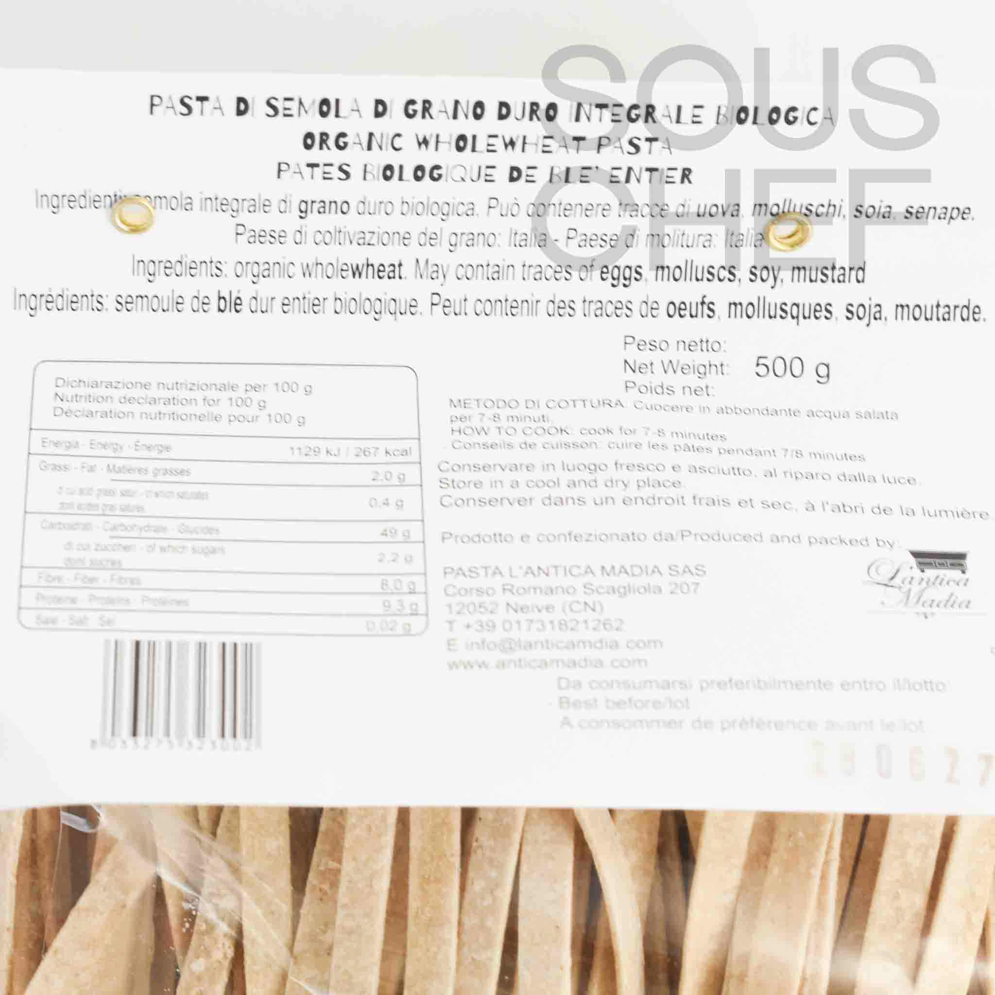 Pasta L'Antica Organic Wholewheat Tagliatelle, 500g