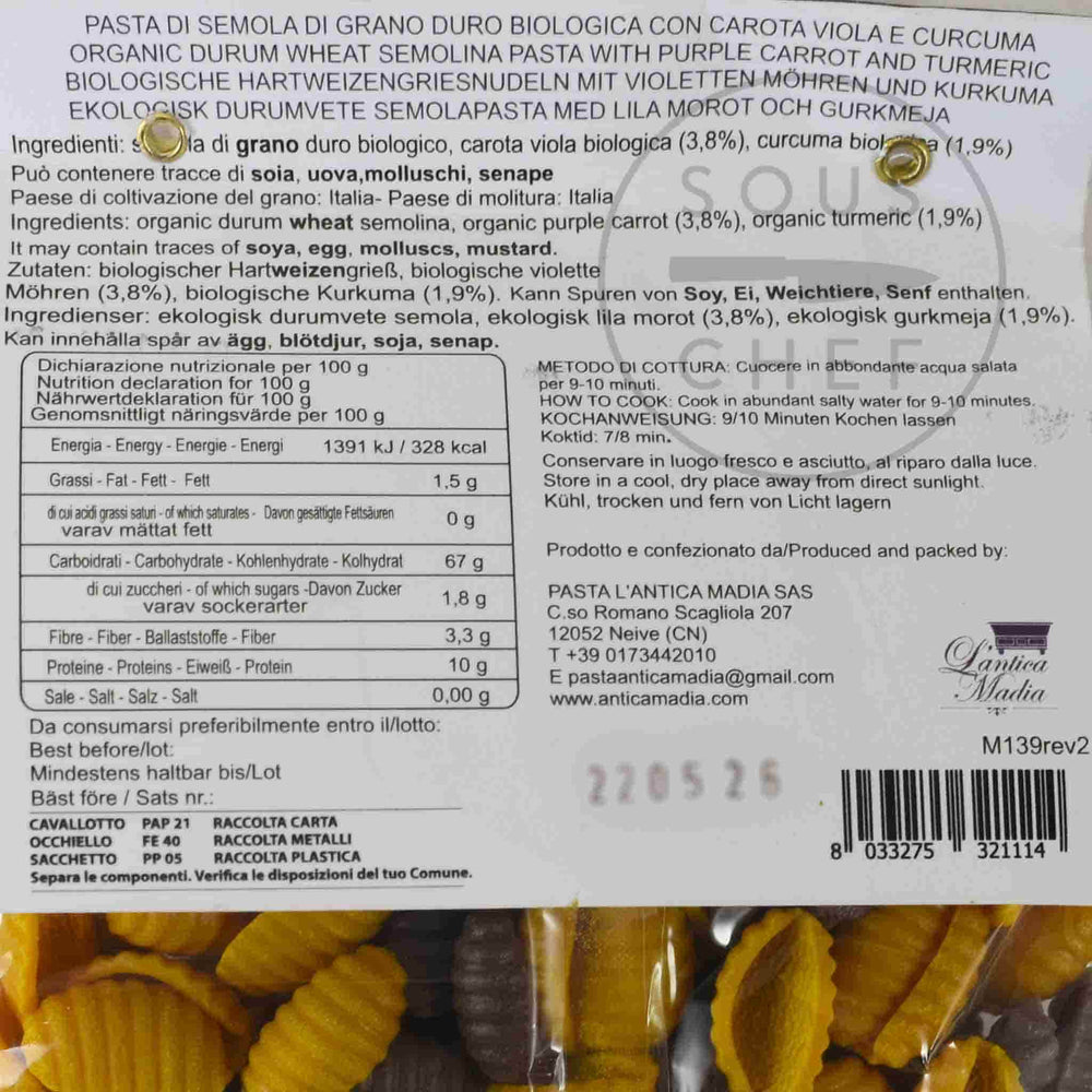 Pasta L'Antica Organic Gnocchi Pasta Turmeric & Purple Carrot, 250g