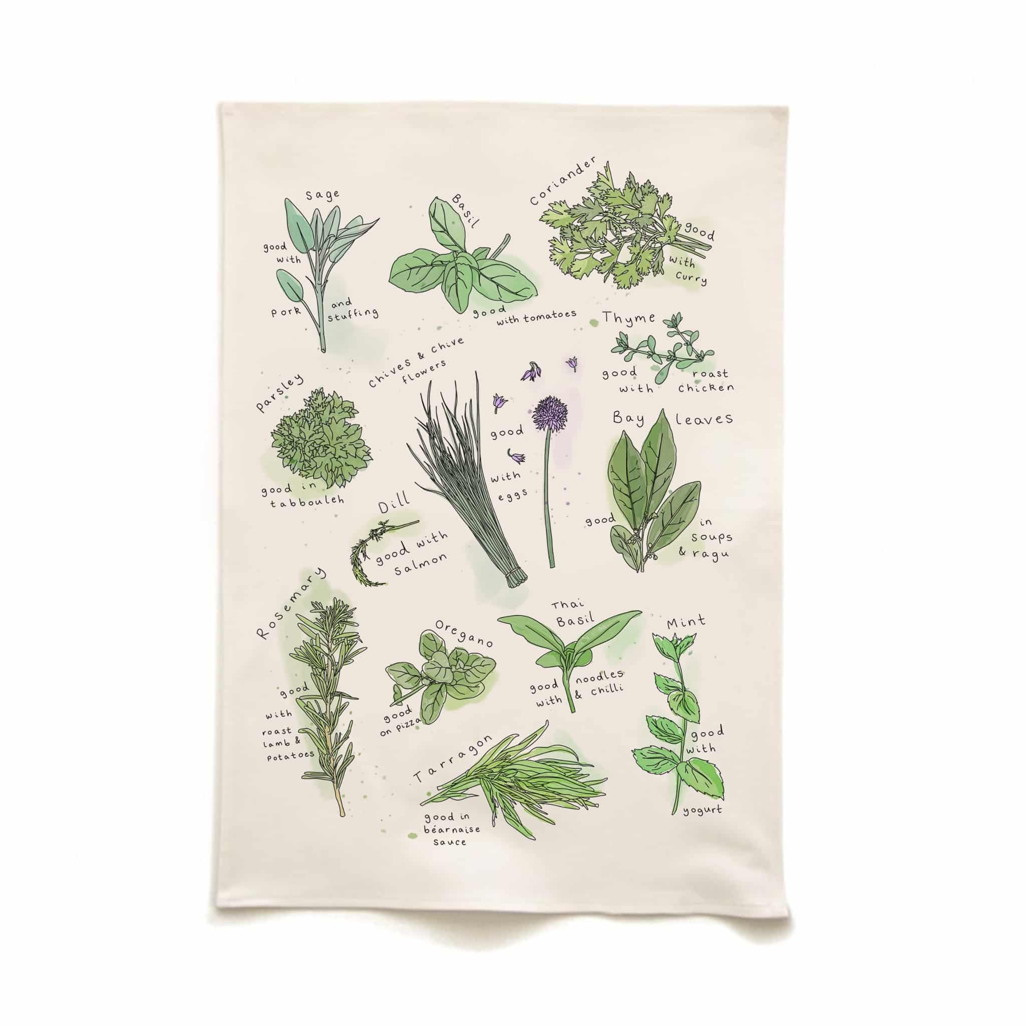 Herbs Organic Cotton Tea Towel