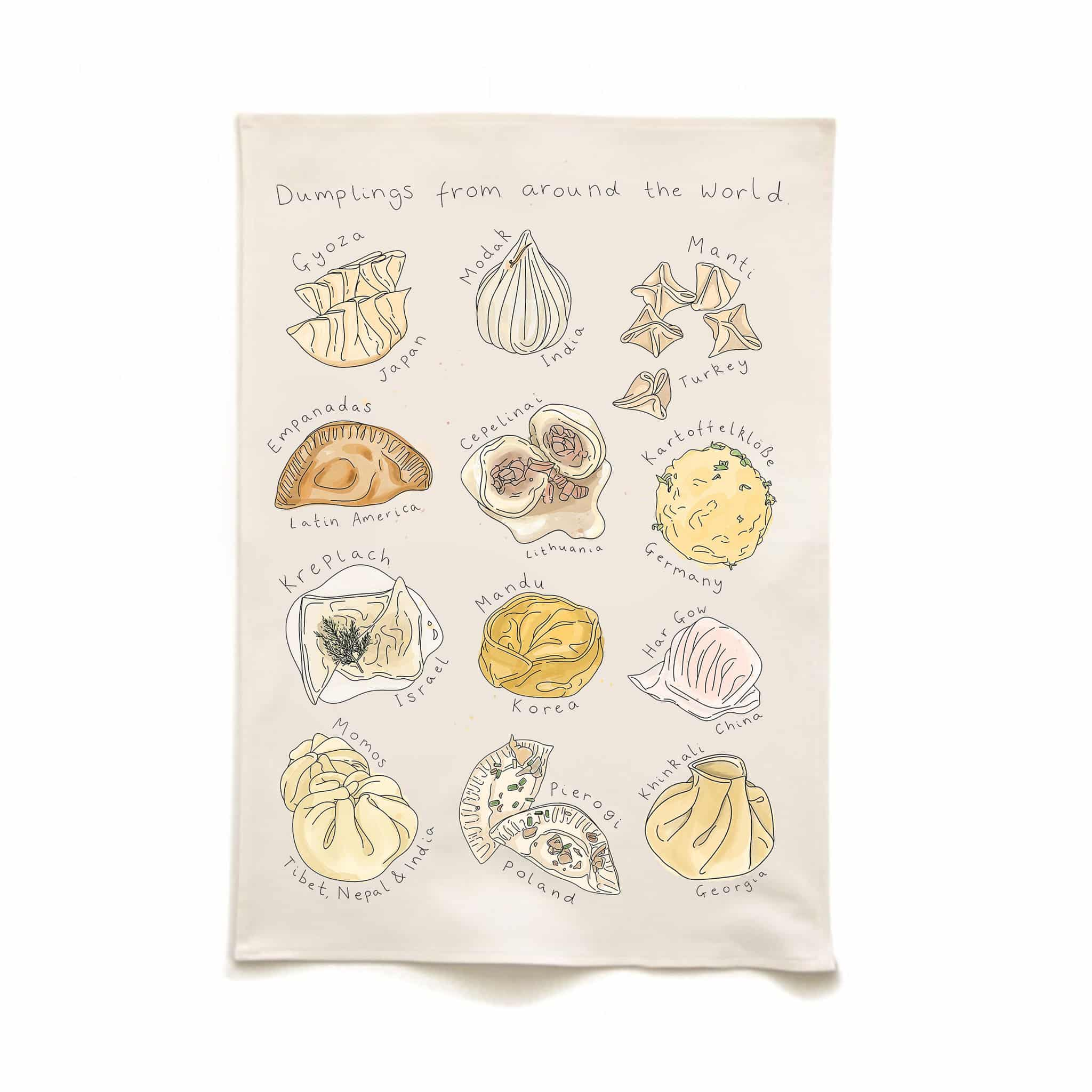 Dumplings from Around the World Organic Cotton Tea Towel