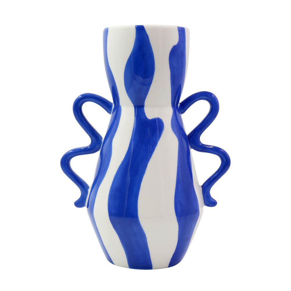 Que Rico Blue Stripe Luis Vase, 26.5cm