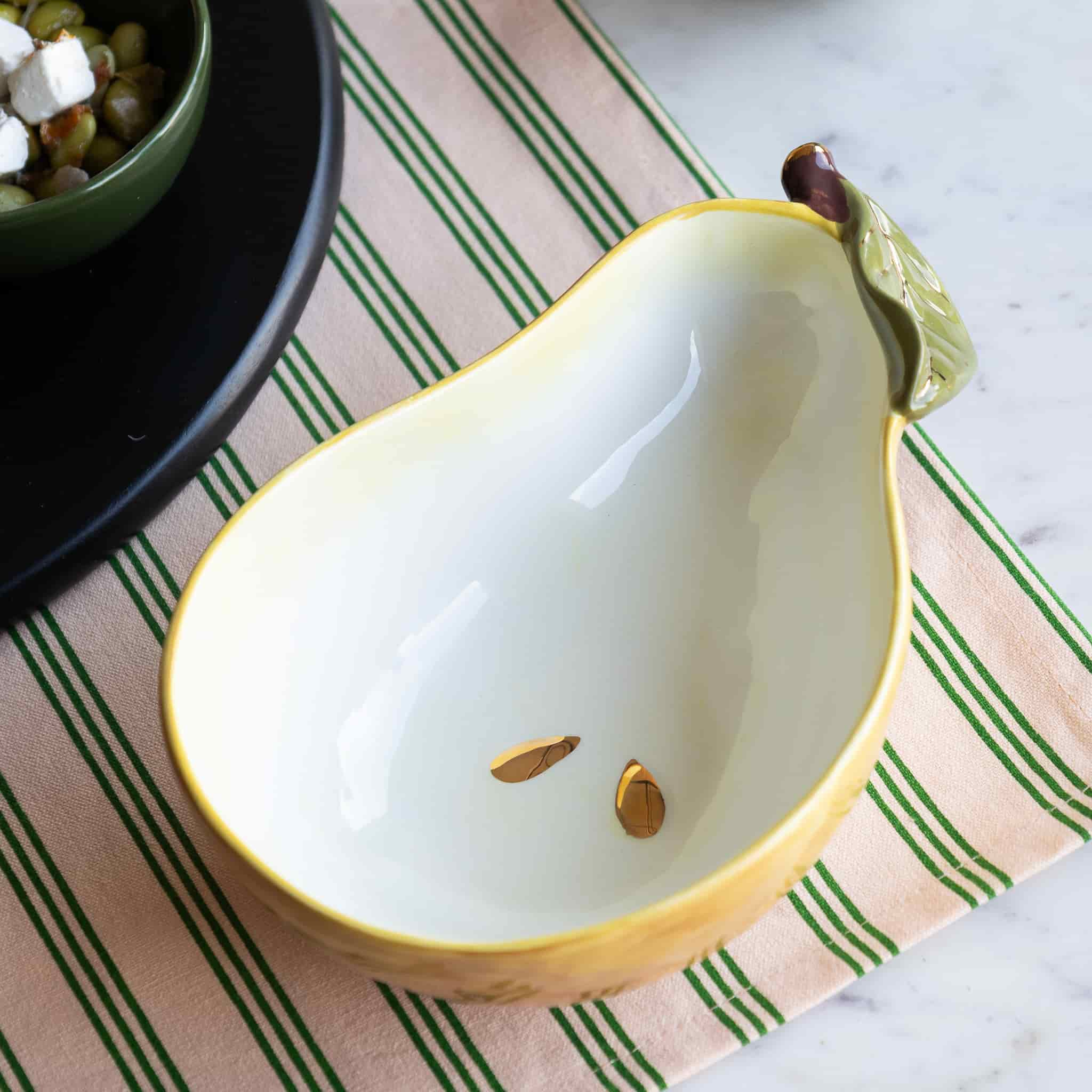 Rockett St George Pear Bowl with Gold Detail, 14x20cm