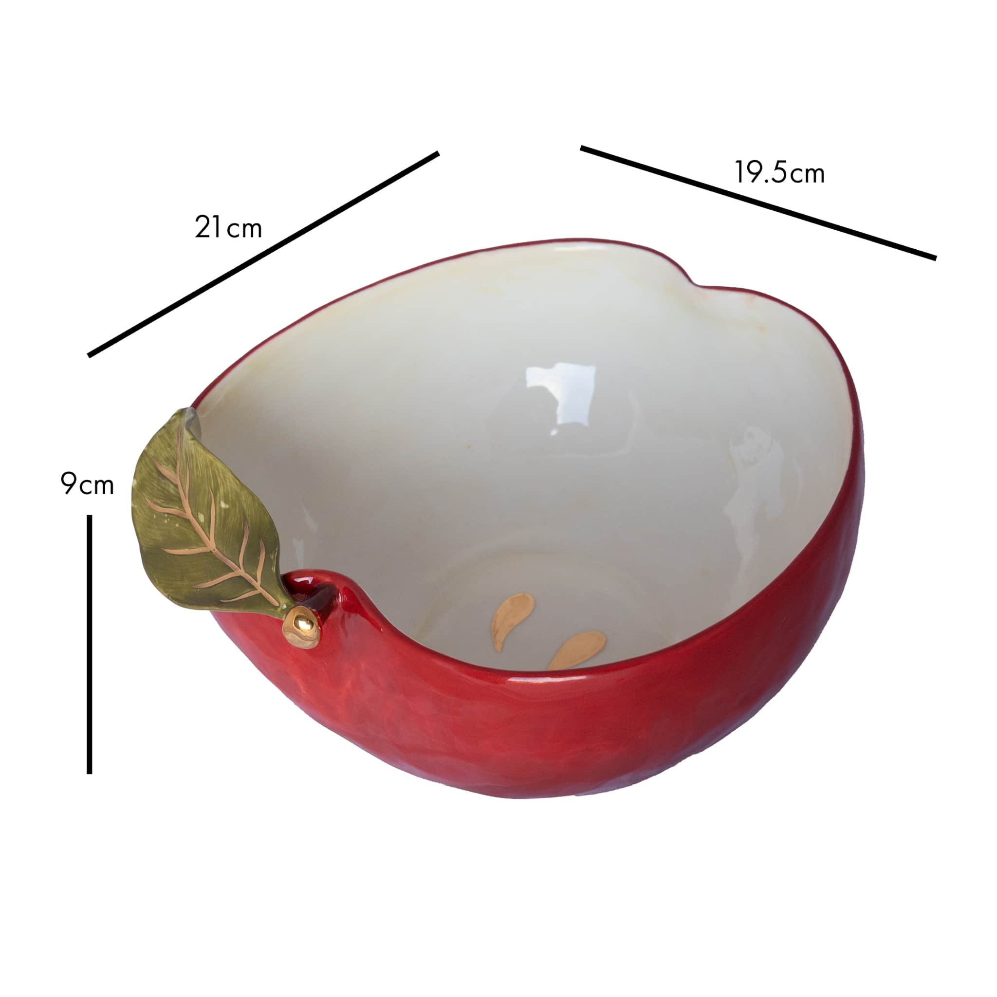 Rockett St George Apple Bowl with Gold Detail, 19.5x21cm