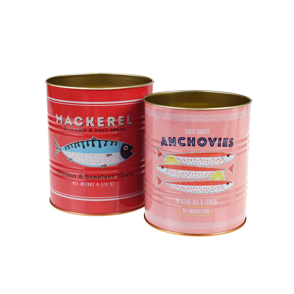 Set of 2 Mackerel & Anchovies Utensil Jars