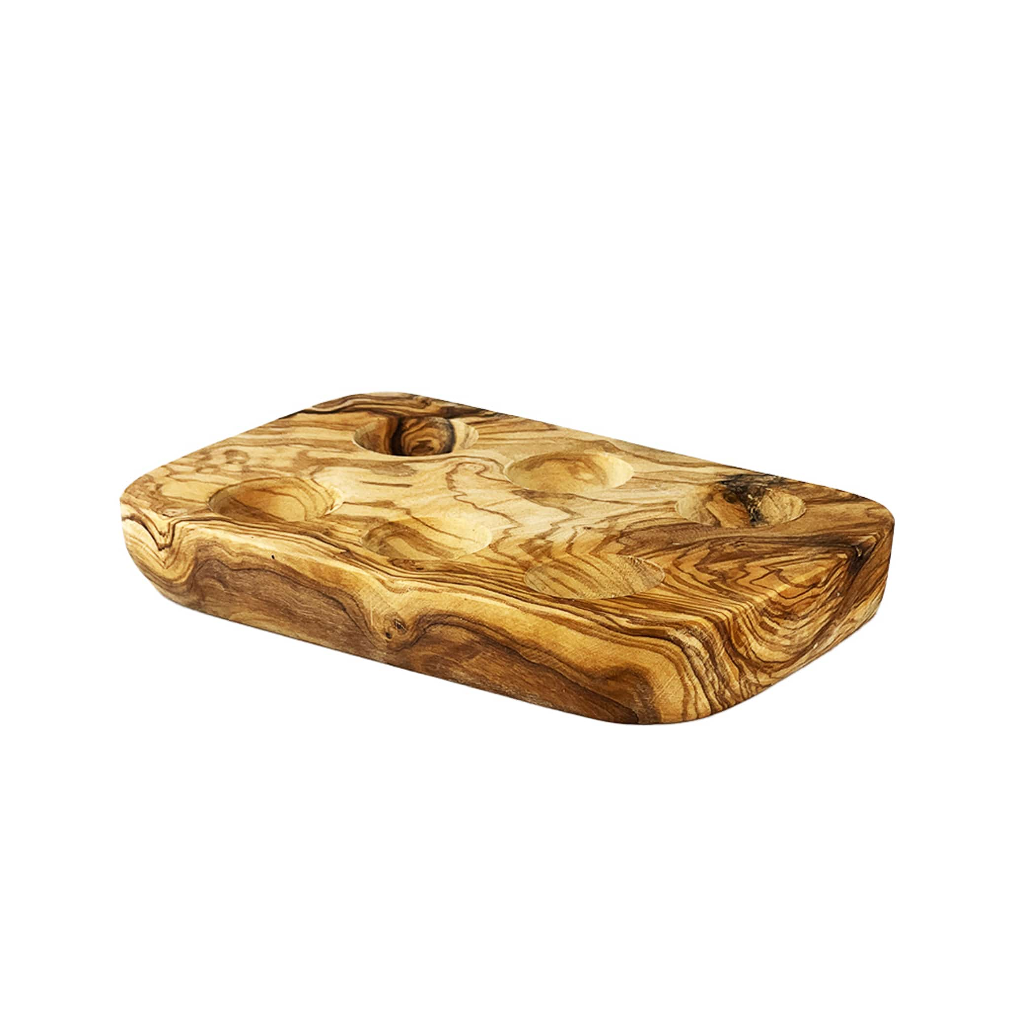 6 Slot Olive Wood Egg Cup Holder